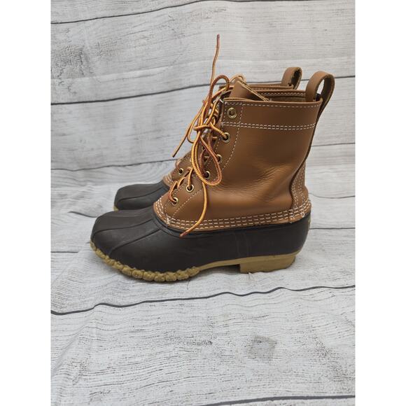 LL Bean Boots Womens 8" Leather Duck Waterproof USA Made Shoes Outdoors Size 8 - Picture 1 of 9